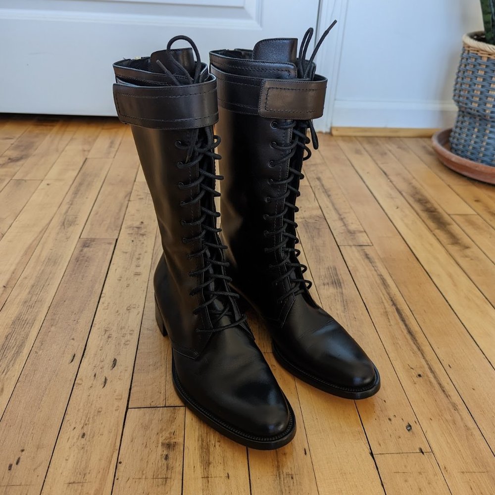 Tamara Mellon Mid Calf Combat Boot Size 37